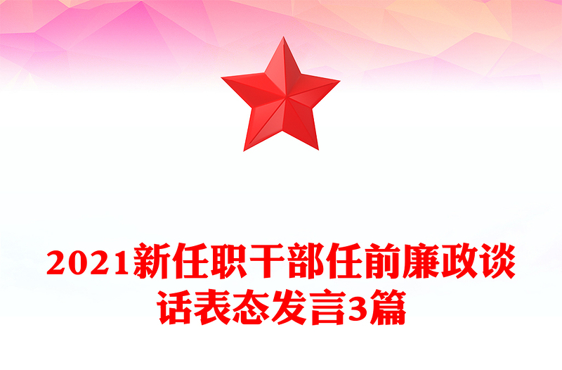 2024新任职干部任前廉政谈话表态发言3篇