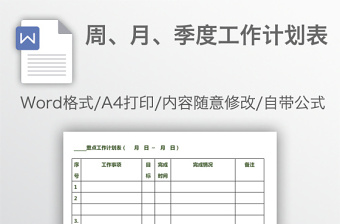 周、月、季度工作计划表