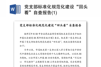 党支部标准化规范化建设“回头看”自查报告(1)