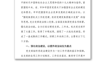 国企集团机关党支部委员会换届选举党员大会工作报告万能模板