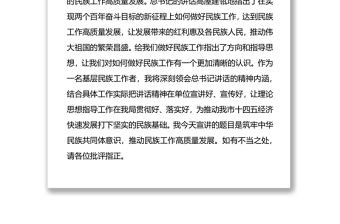 筑牢中华民族共同体意识推动民族工作高质量发展  ——学习习近平总书记关于民族工作会议讲话范本精神宣讲报告