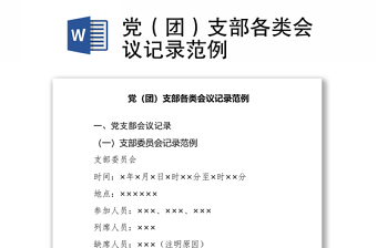 党（团）支部各类会议记录格式范本范例