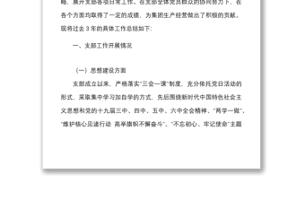 国有企业党支部三年工作总结范本国企集团公司换届工作汇报报告