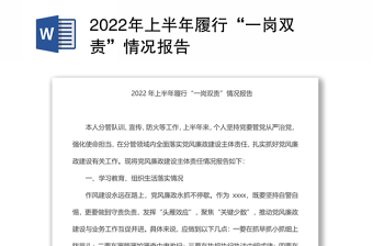 2024年上半年履行“一岗双责”情况报告