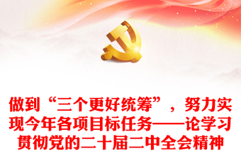 做到“三个更好统筹”，努力实现今年各项目标任务——论学习贯彻党的二十届二中全会精神材料