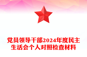 党员领导干部2024年度民主生活会个人对照检查材料范文