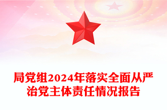 局党组2024年落实全面从严治党主体责任情况报告word模板