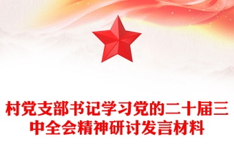 村党支部书记学习党的二十届三中全会精神研讨发言材料范文