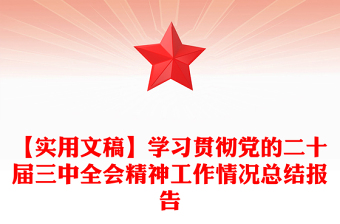 【实用文稿】学习贯彻党的二十届三中全会精神工作情况总结word模板报告word模板