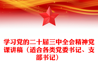 学习党的二十届三中全会精神党课讲话材料（适合各类党委书记、支部书记）